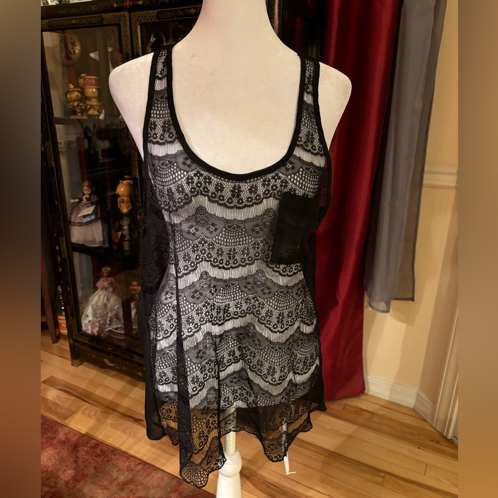 Iris Sheer Lace Racerback Tank Top